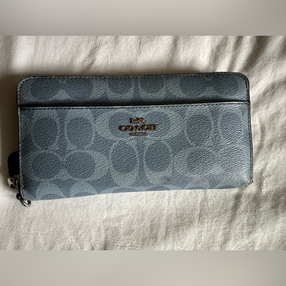 Coach Blue Signature Pattern Wallet